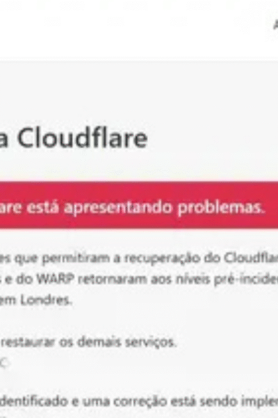 ChatGPT fora do ar? Instabilidade na Cloudflare derruba serviços nesta terça-feira (18) 71 ChatGPT fora do ar? Instabilidade na Cloudflare derruba serviços nesta terça-feira (18)