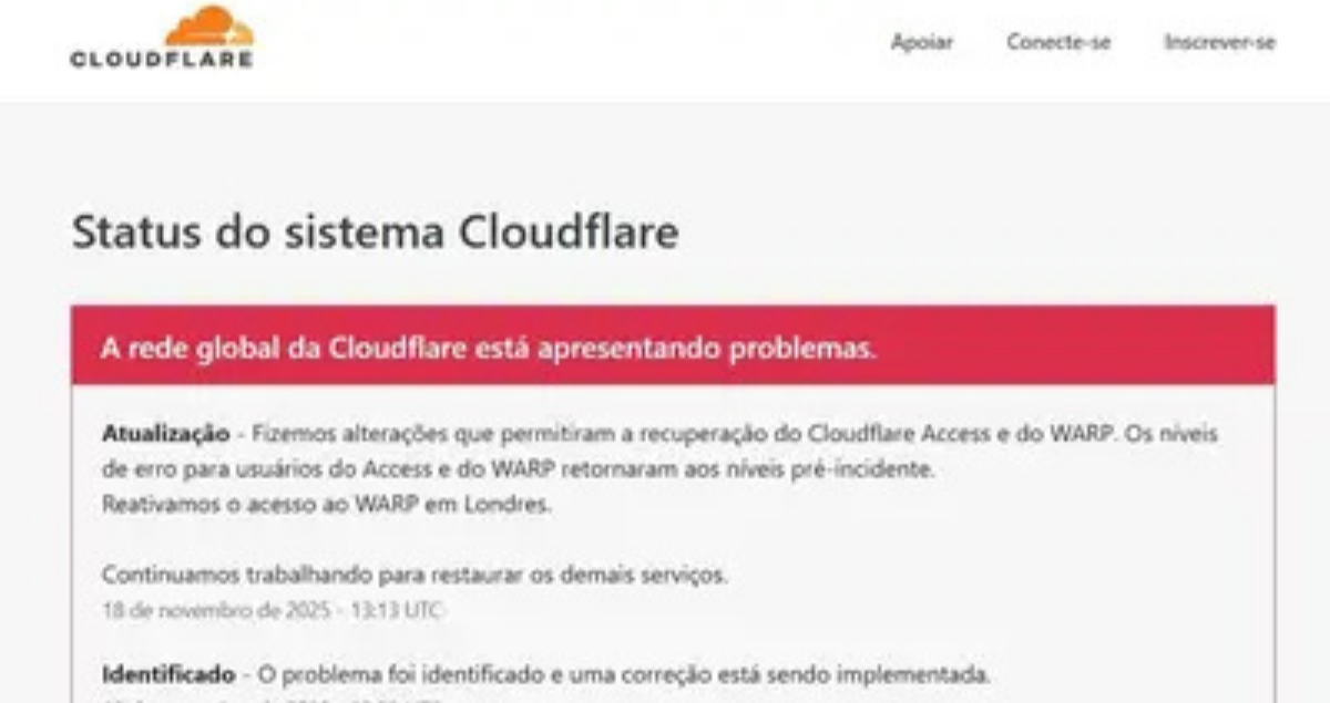 ChatGPT fora do ar? Instabilidade na Cloudflare derruba serviços nesta terça-feira (18) 1 ChatGPT fora do ar? Instabilidade na Cloudflare derruba serviços nesta terça-feira (18)